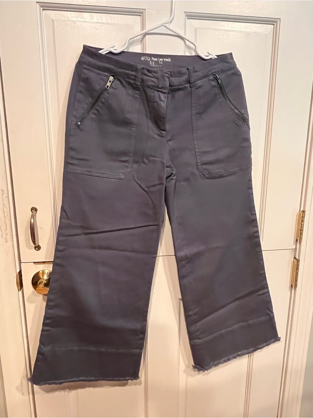 Peace Love World Wide-Leg Crop Pants in Charcoal Gray